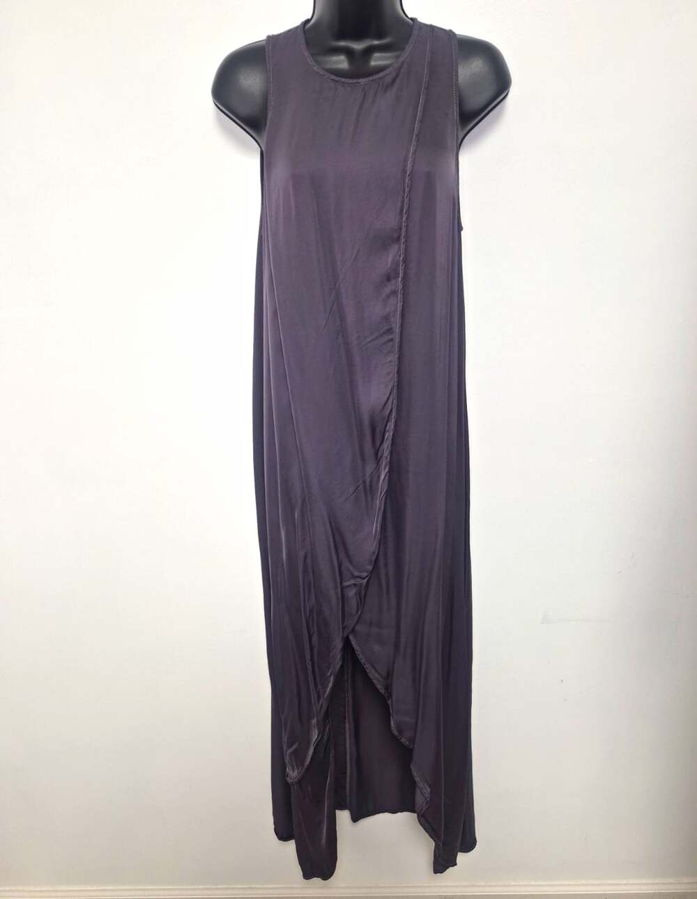 STARKX Gray Scoop Neck Lagenlook Artsy Sleeveless Long Maxi Tulip Dress sz S
